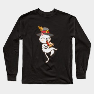 Pilgrim pie eating cat Long Sleeve T-Shirt